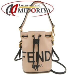 Fendi Montresor Shoulder Bag Leather Pink Black